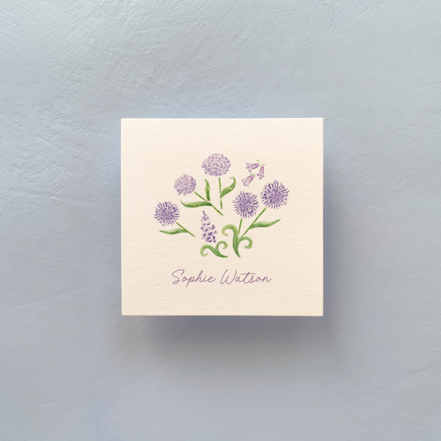 Lavender Blooms Mini Personalized Notecard Set