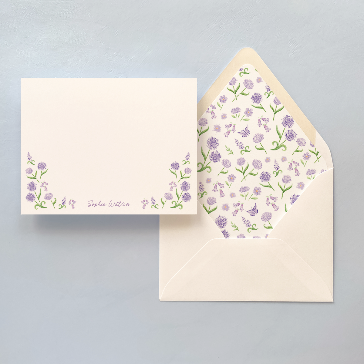 Lavender Blossom Personalized Notecard Set