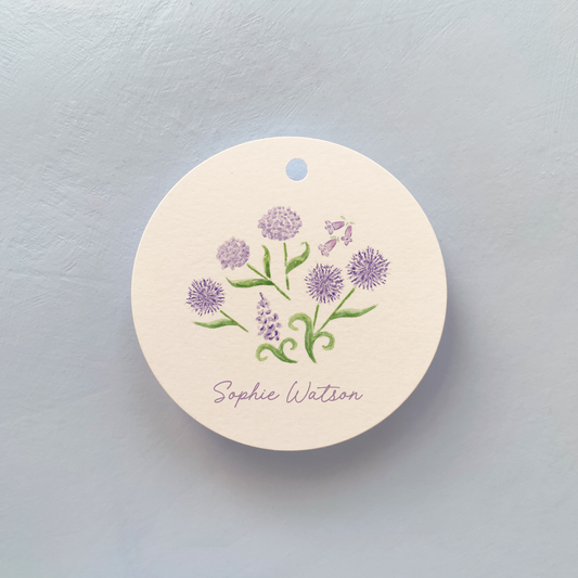 Lavender Blooms Personalized Circle Gift Tags