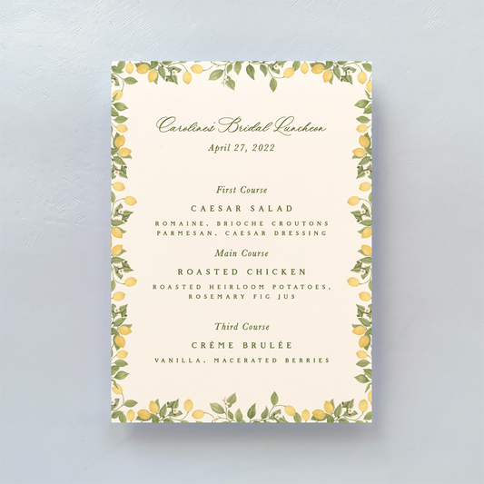 Lemon Blossom Menu