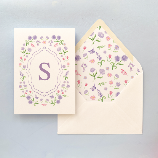 Lilac Bouquet Monogram Petite Notecard Set