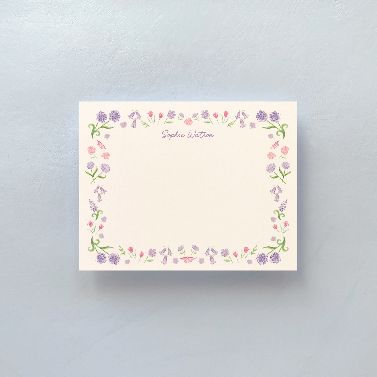 Lilac Bouquet Personalized Notecard Set