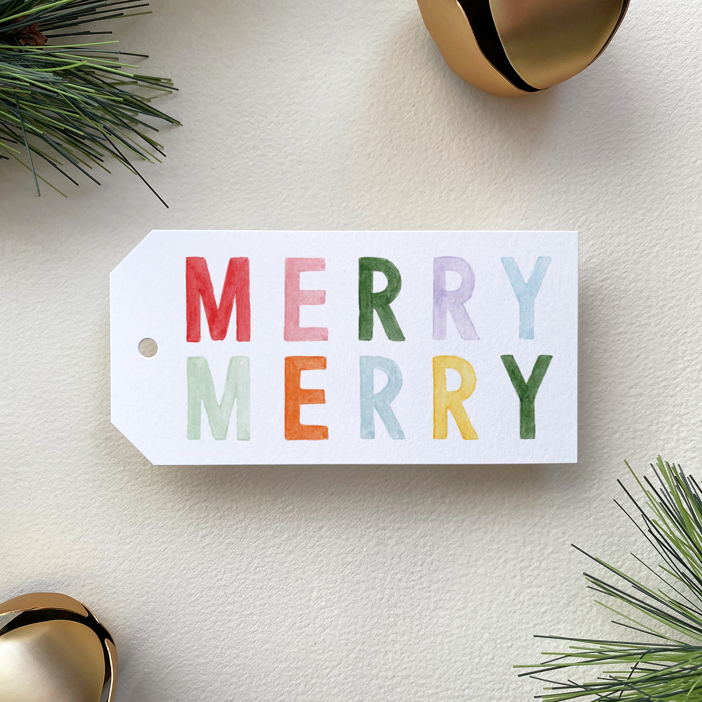 Personalized Merry Merry Colorblock Gift Tag