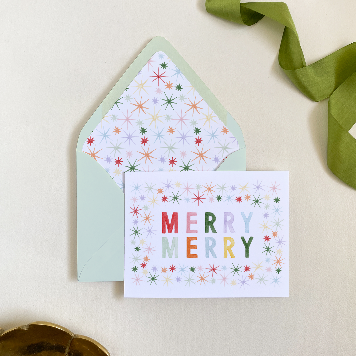 Merry Merry Starburst Folded Greeting Card Set