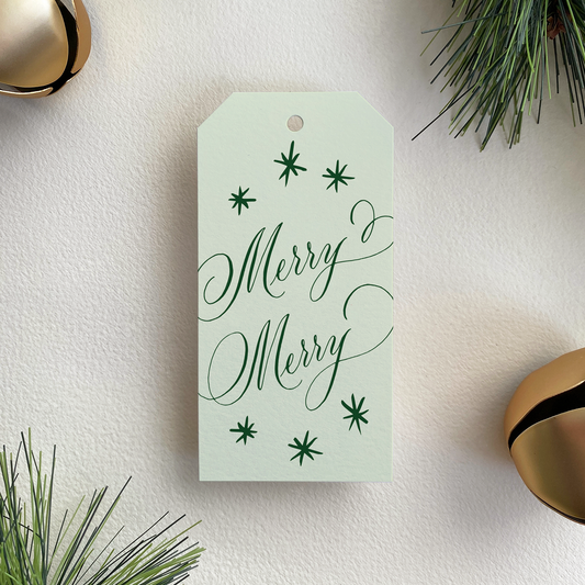 Merry Merry Gift Tag Set, Pistachio and Forest