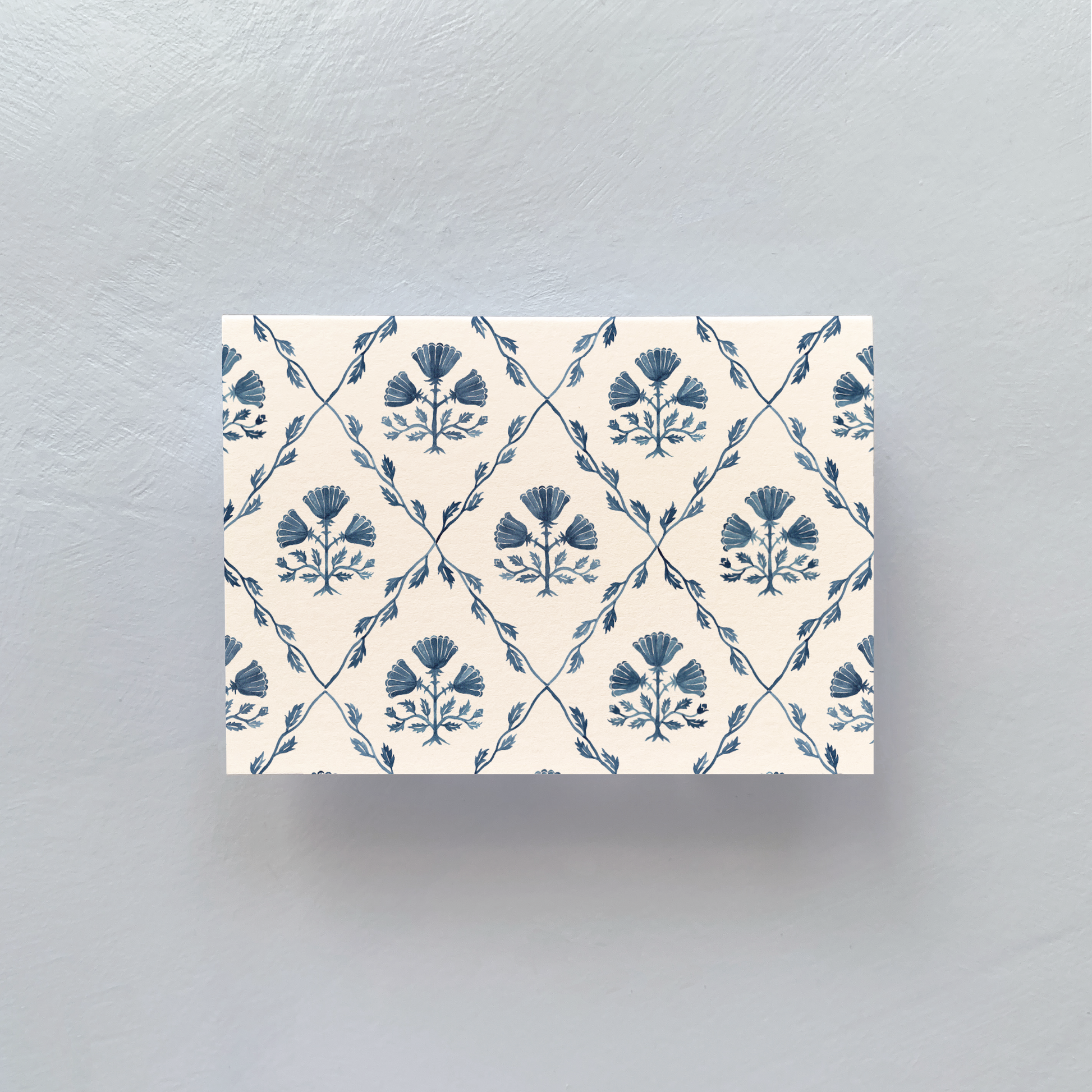 Blue and white design notecard