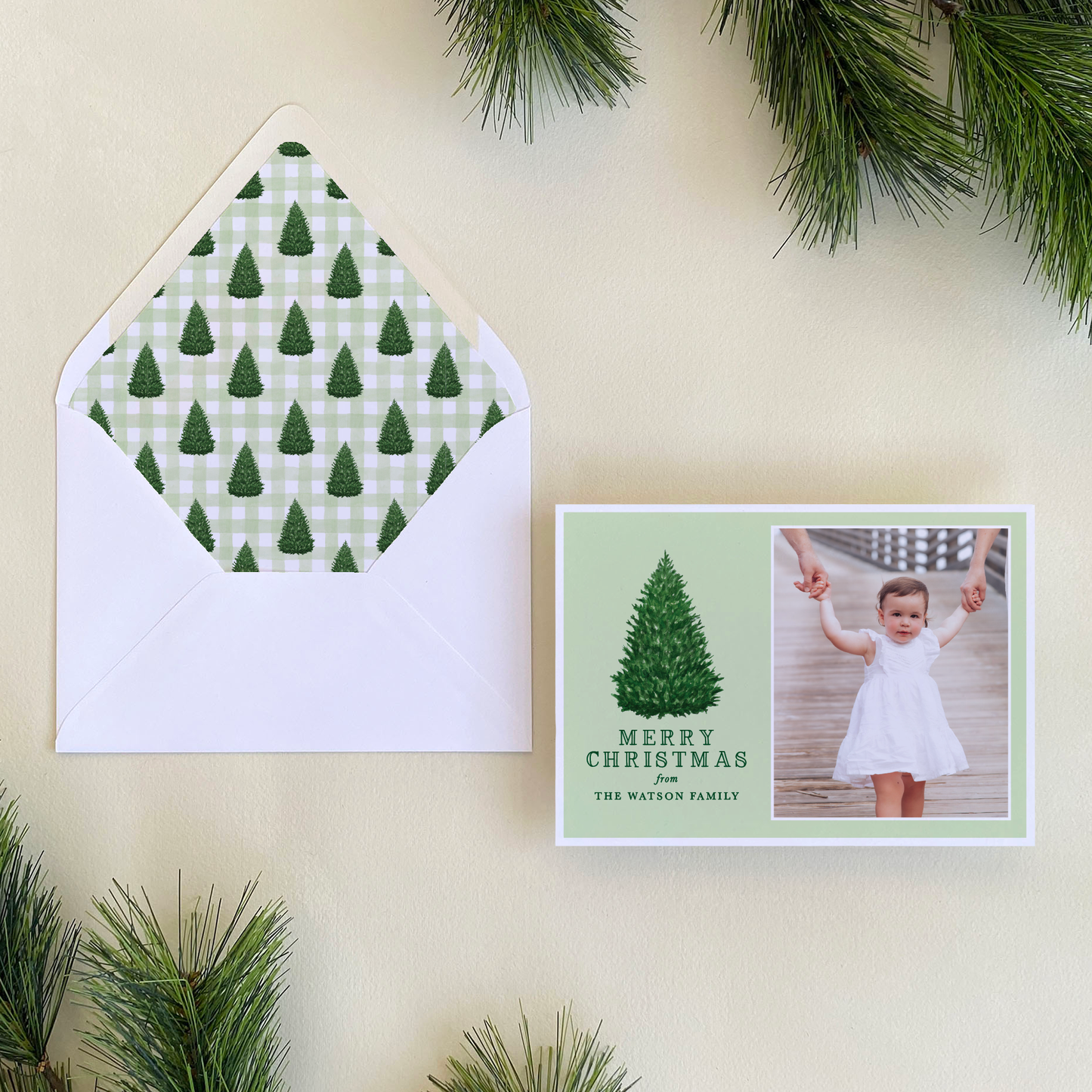 Norway Spruce Holiday Card, Landscape