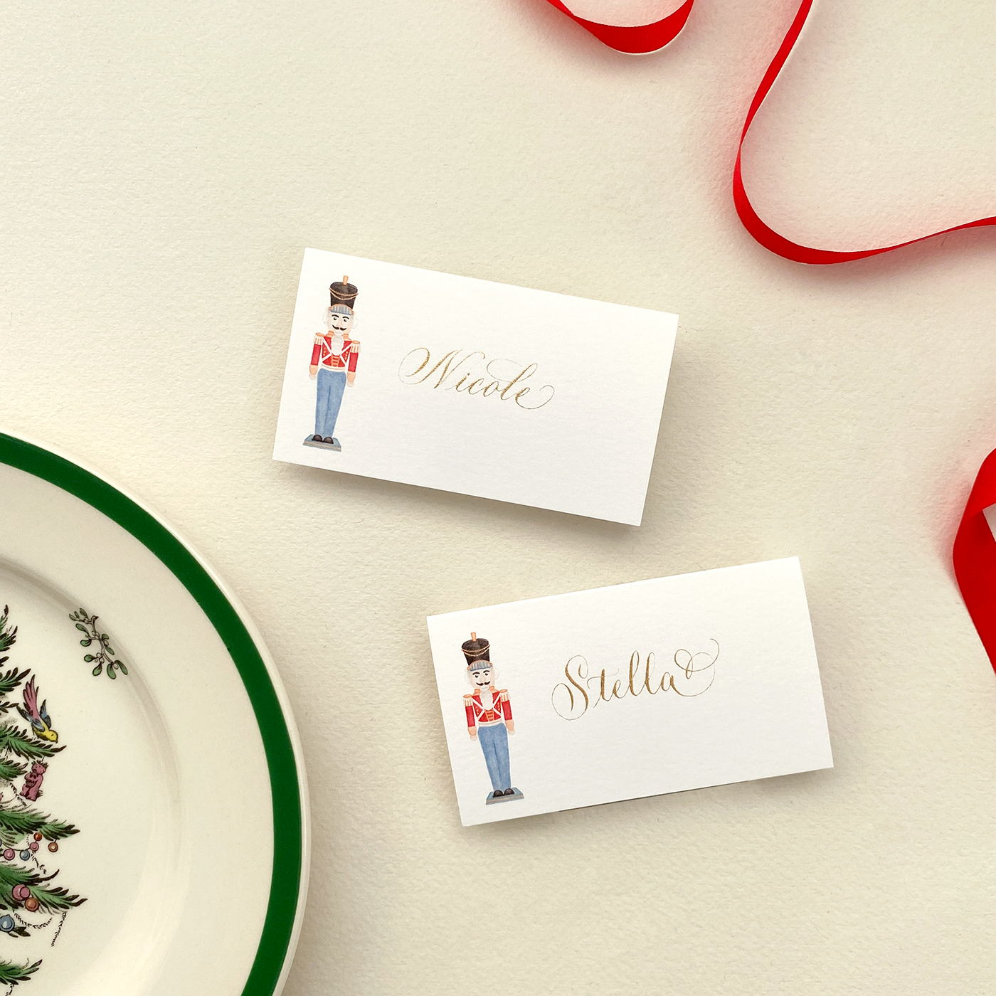 Nutcracker Place Cards with Calligraphy