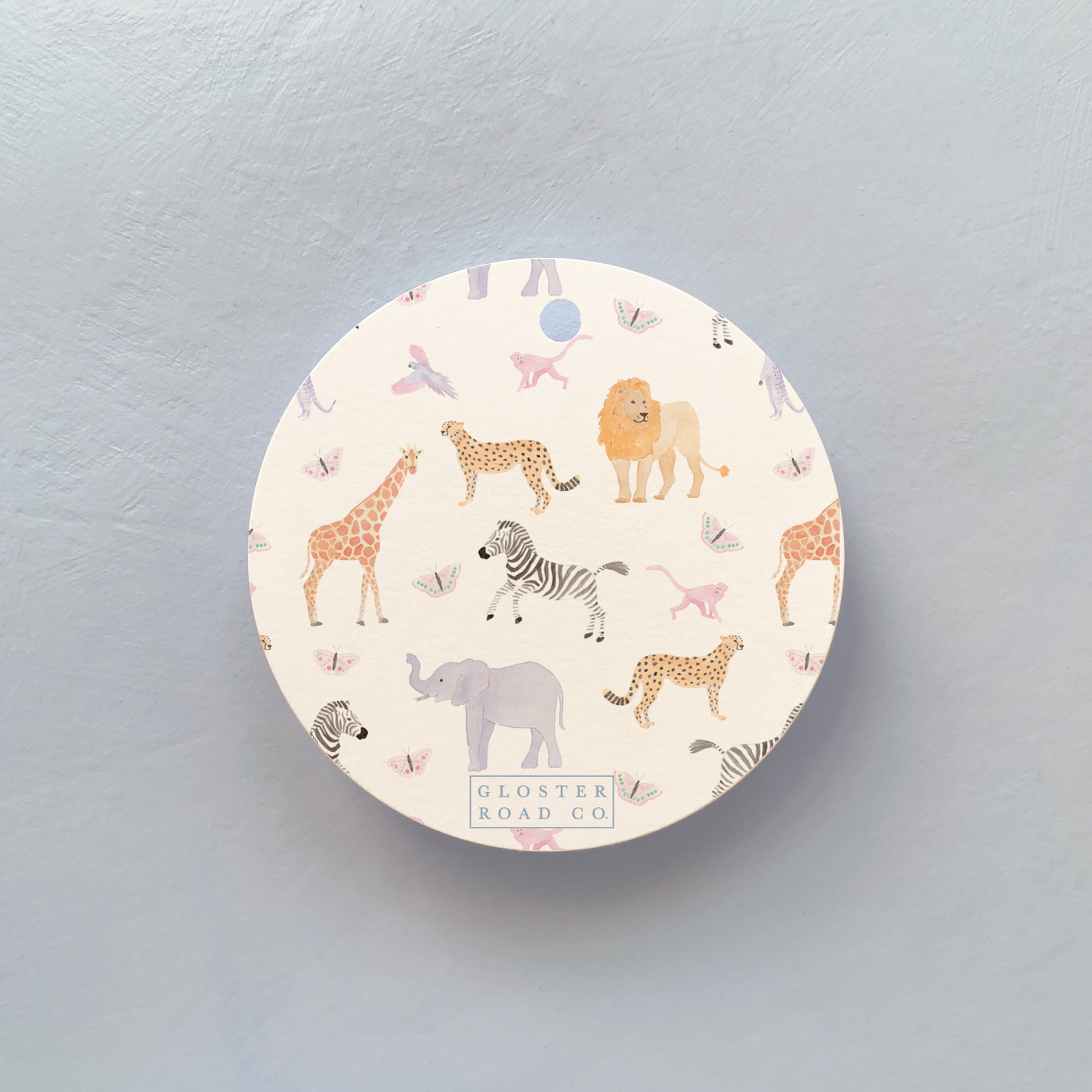Personalized Pink Pastel Animal Circle Gift Tags