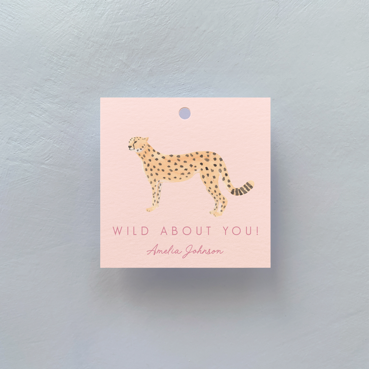 Personalized Cheetah Square Gift Tags, Pink