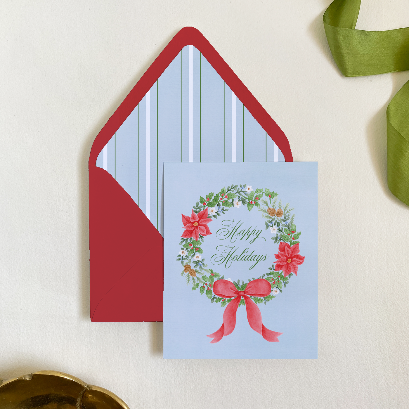 Poinsettia Wreath Folded Greeting Card Set