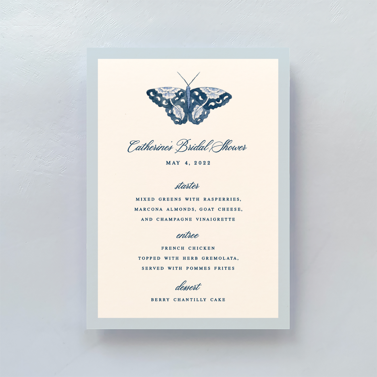 Porcelain Butterfly Menu