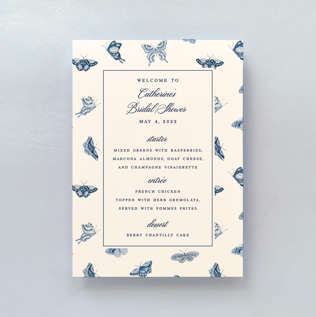 Porcelain Butterflies Menu