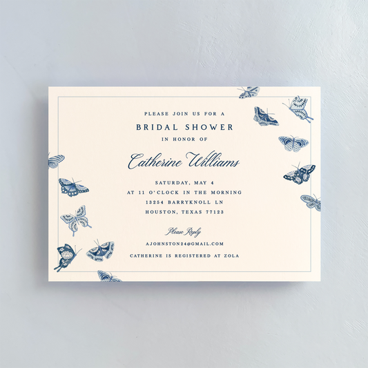 Porcelain Butterflies Border Invitation