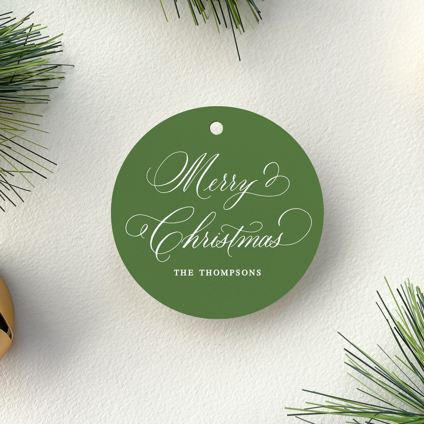 Personalized Classic Christmas Gift Tag, Olive