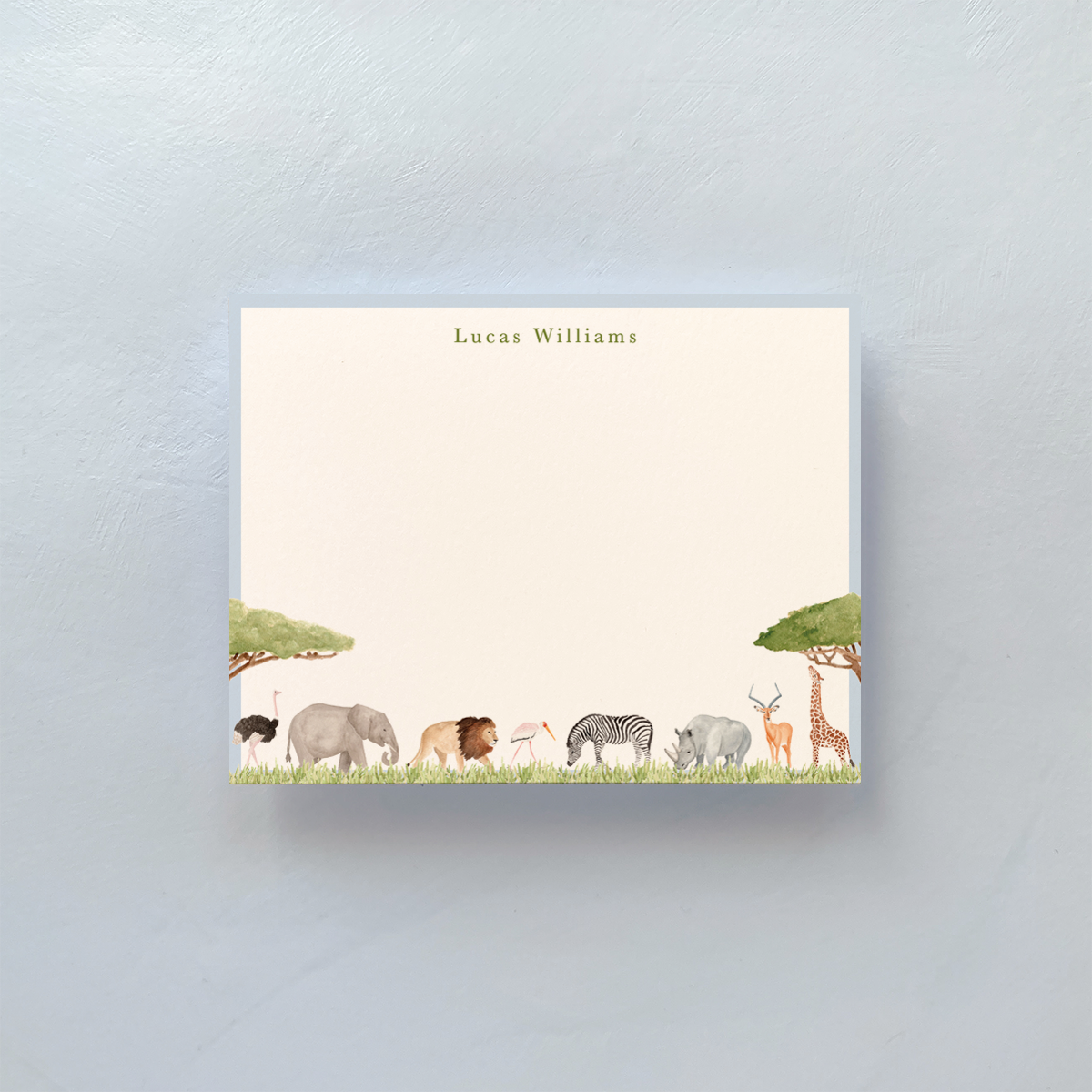 Safari Animals Personalized Notecard Set