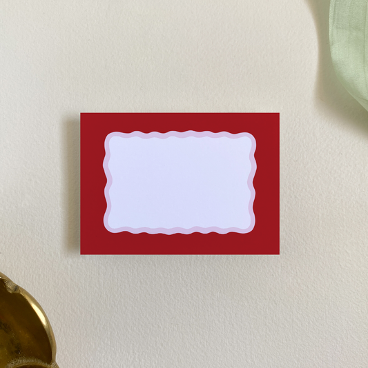 Squiggle Border Place Card Set, Red and Pink