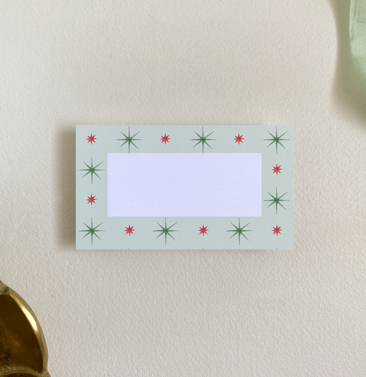 Red and Green Starburst Border Place Card Set