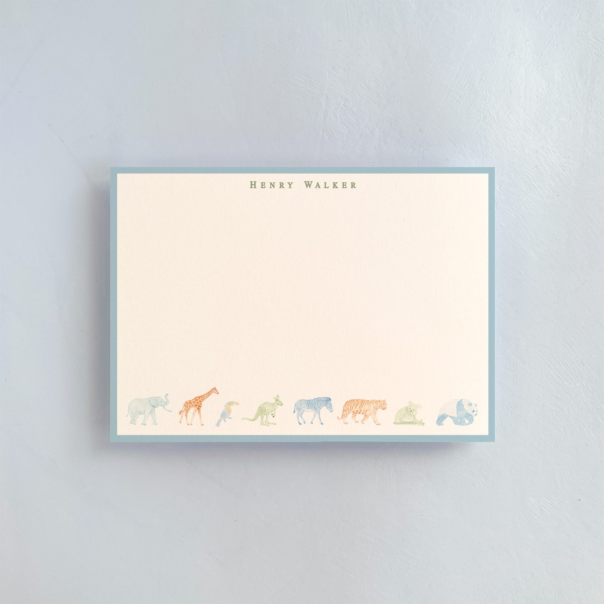 notecard set with colorful animals