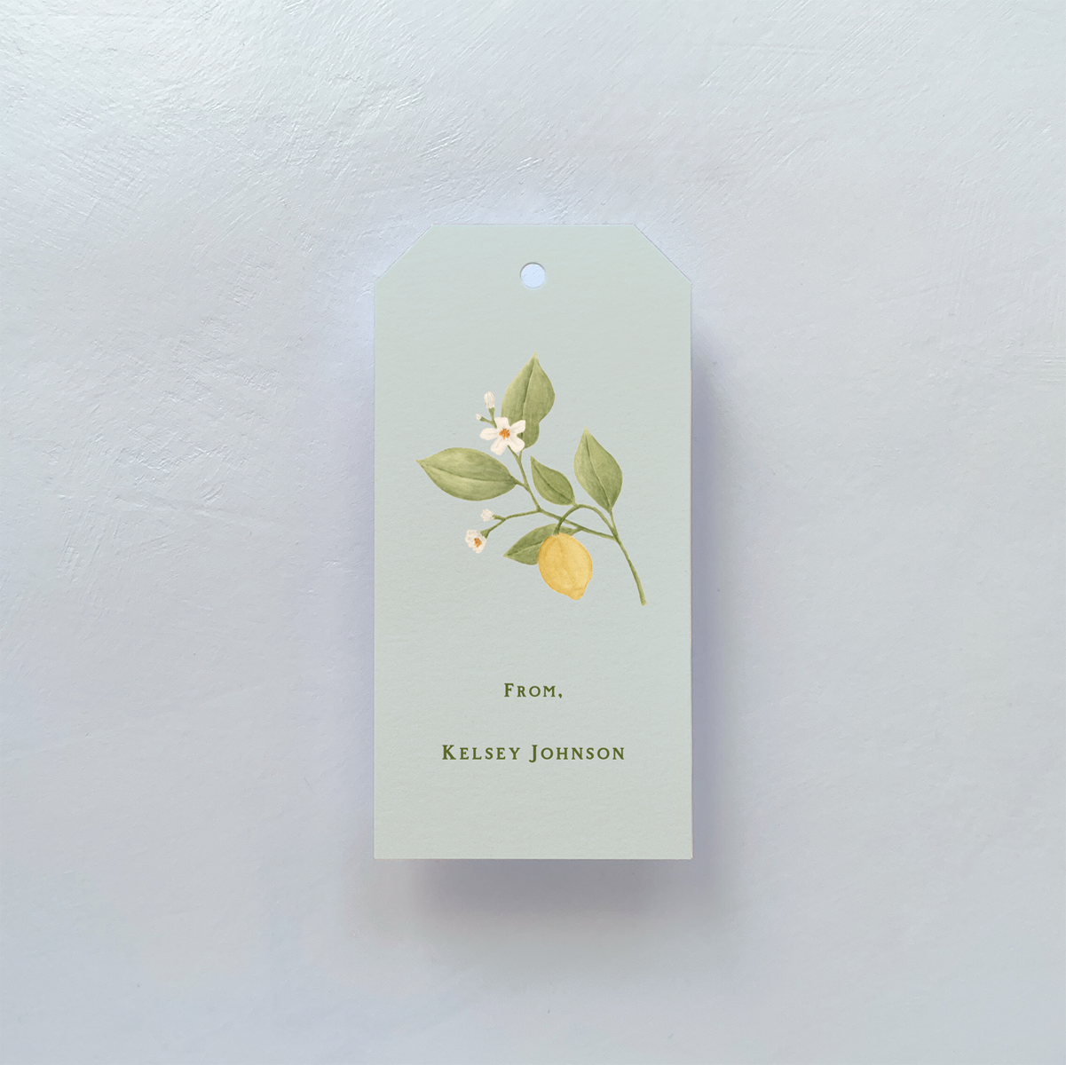 Gift tag with lemon design