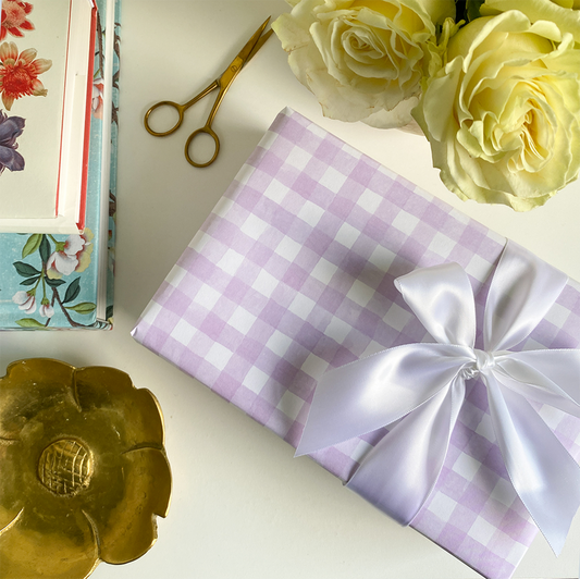 Watercolor Gingham Gift Wrap, Lavender