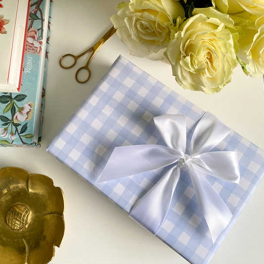 Watercolor Gingham Gift Wrap, Blue