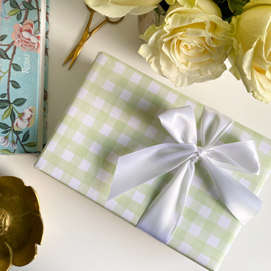 Watercolor Gingham Gift Wrap, Green