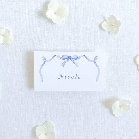 Blue Bow Personalized Place Cards