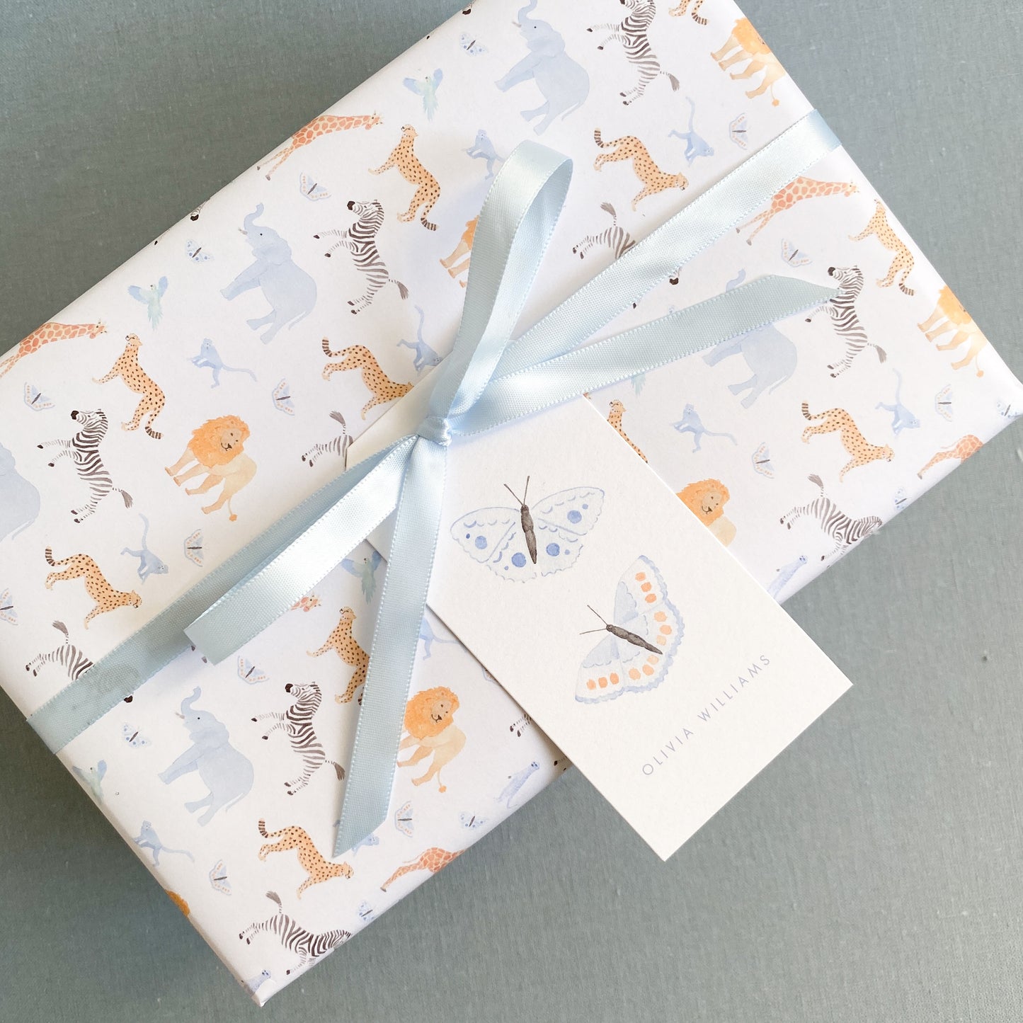 Blue Pastel Animal Gift Wrap