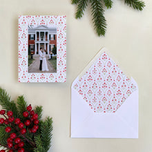Load image into Gallery viewer, Holiday Block Print Pattern Border Holiday Card
