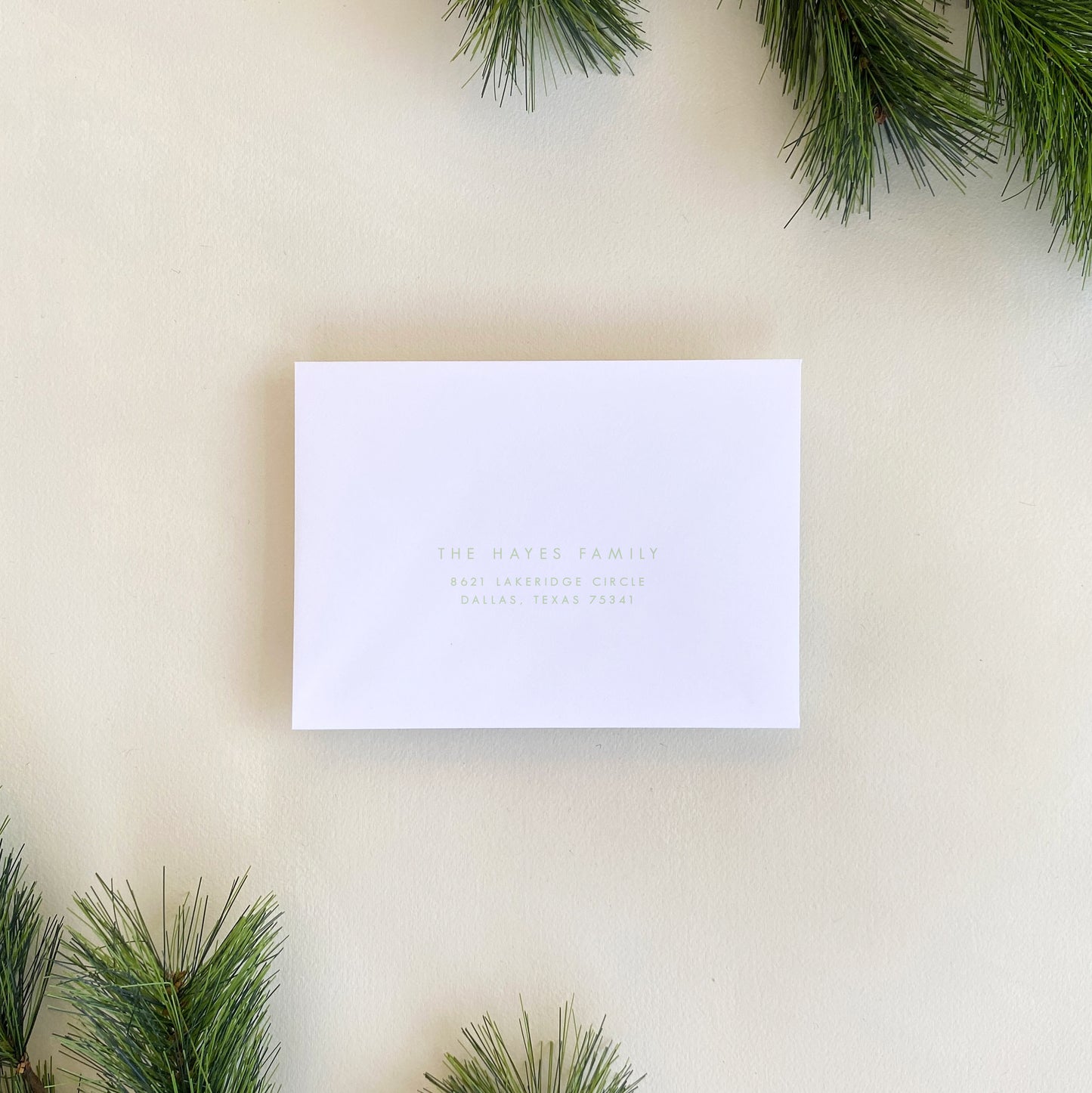 Merry & Bright and Gingham Address Printing - Light Green