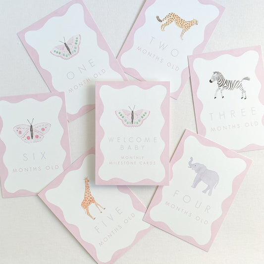 Pink Pastel Animal Milestone Cards