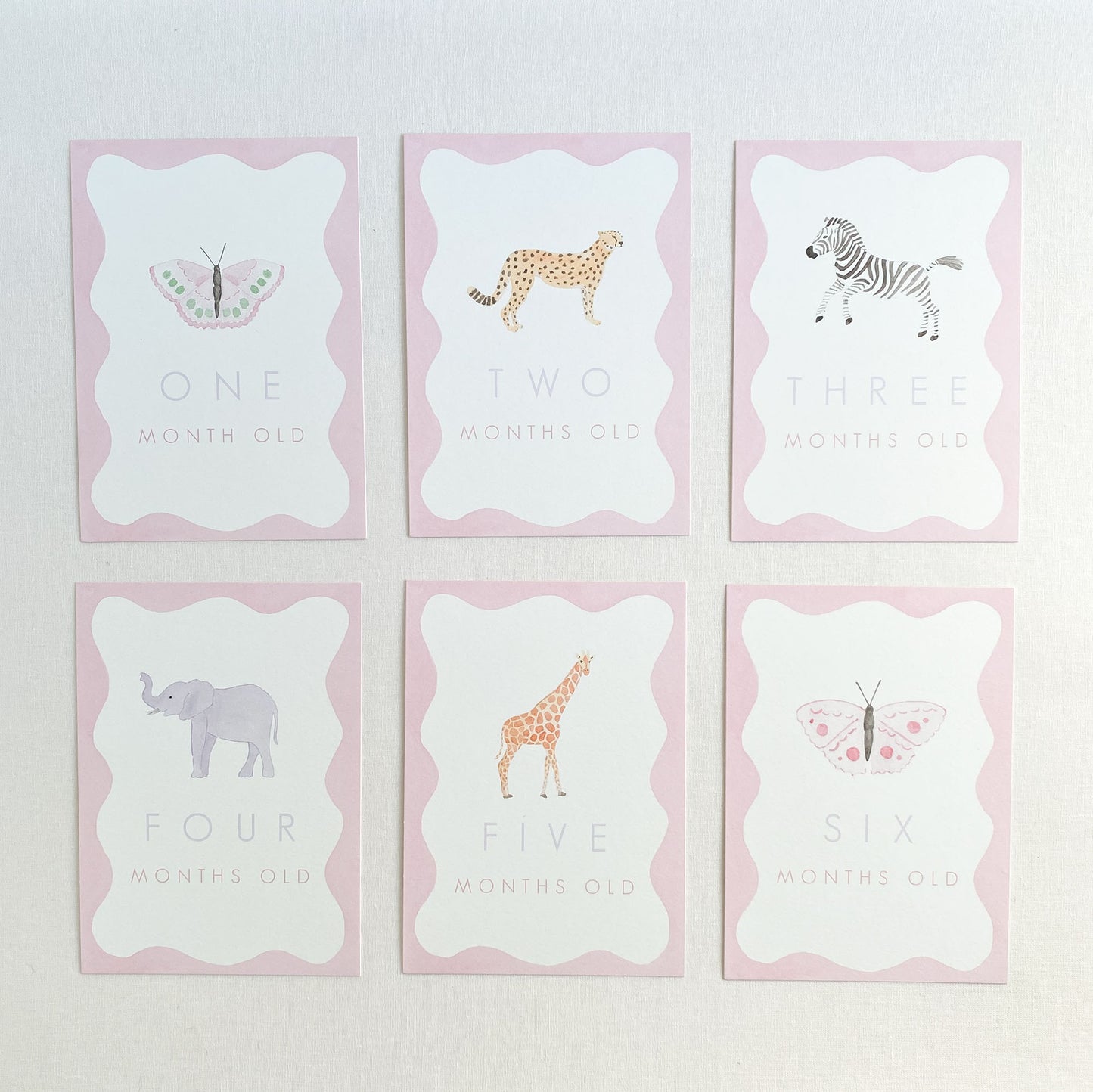 Pink Pastel Animal Milestone Cards