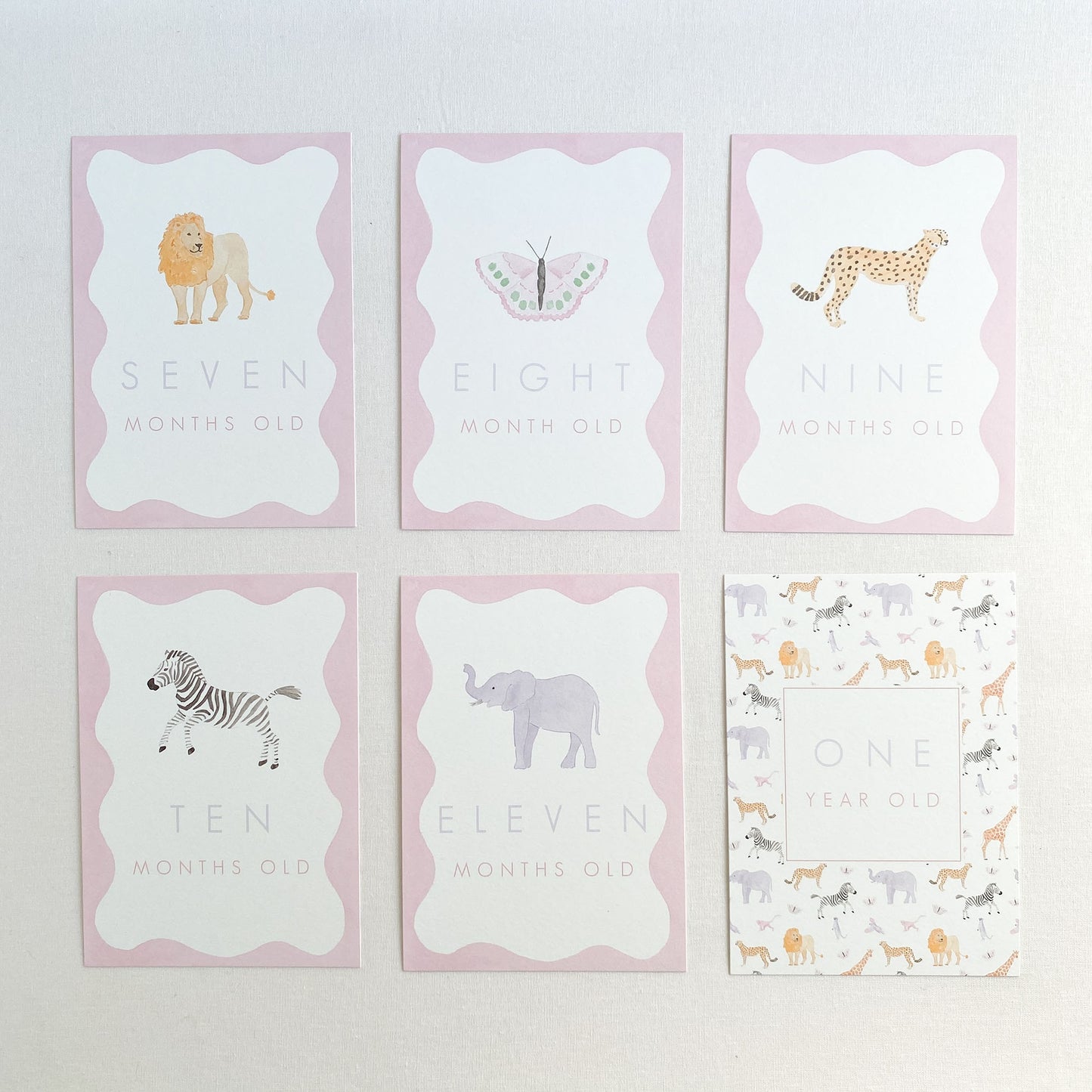Pink Pastel Animal Milestone Cards